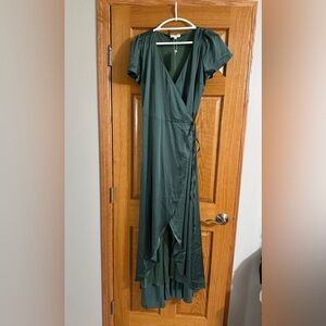 NWT Baltic Born Satin Winter Green High Low Wrap Dress